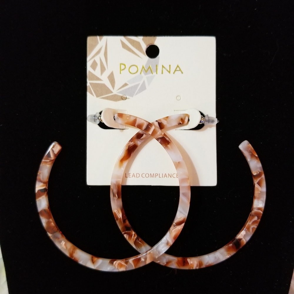 Acrylic earrings brown/white tortoiseshell hoops